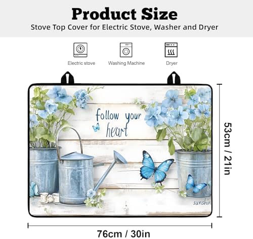 Stove Top Covers for Electric Stove: 30''×21'' Stove Mat Protective Cooktop Cover Expands Counter Area, Kitchen (Butterfly) - Image 2