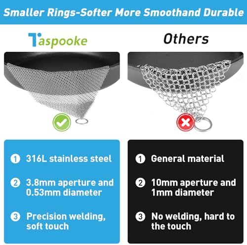 Cast Iron Cleaner & Chainmail Skillet Scrubber - 28''x28'' 3.8mm Small Ring, 316L Stainless Steel Interlocking Mesh Sheet, Flexible Chainmail Panel, Fine Linked Ring Fabric, Woven Ring Net - Image 4