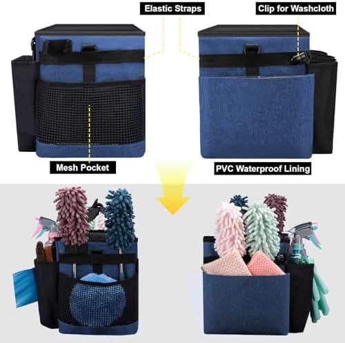 Wearable Large Cleaning Caddy Bag for Housekeepers (Blue) - Image 5