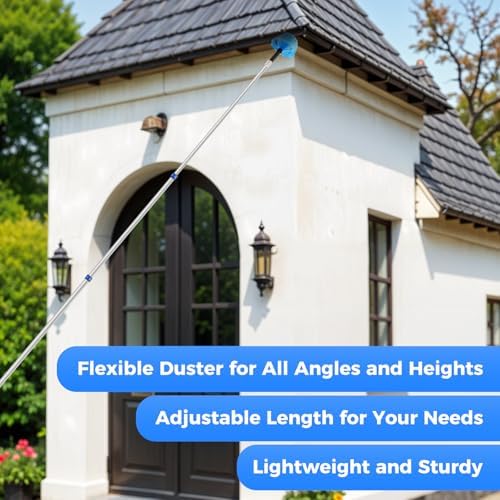 wlich 26ft Telescoping Dusting Kit, Aluminum 5-20ft Fan & Window Cleaner Set, Versatile Dusting Set with 5 Replaceable Heads for Cleaning Fans, Windows, and Hard-to-reach Areas Outdoors Without Ladder - Image 4