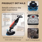 Battery Powered Walk Behind Mini Automatic Floor Scrubber Machine – Compact & Portable, 17” Cleaning Width – Ideal for Small Commercial Spaces, Offices, Retail & More Red - Image 3