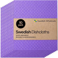Swedish Wholesale Dishcloths Reusable 8" x 7" Sponge Cloths, Bulk 10 Pack of High Absorbent Cellulose Dish & Kitchen Cleaning Hand Towels, Wring to Dry & Machine Wash, Odor Resistant, Purple by SwedishWholesale