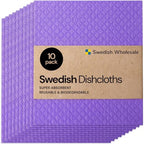 Swedish Wholesale Dishcloths Reusable 8" x 7" Sponge Cloths, Bulk 10 Pack of High Absorbent Cellulose Dish & Kitchen Cleaning Hand Towels, Wring to Dry & Machine Wash, Odor Resistant, Purple by SwedishWholesale