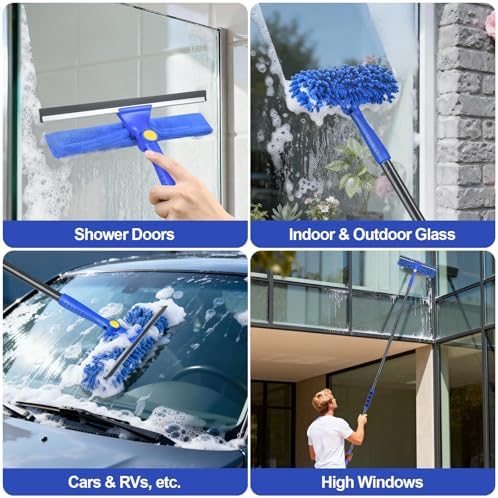 Wontolf 4-in-1 Window Squeegee, 79'' Window Cleaner Tool with Extension Pole, Window Cleaning Kit with Storage Bag, Rotatable Window Washing Kit Equipment for Home, Outdoor High Windows, Glass, Shower - Image 5