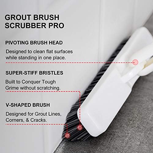 Grout Brush Scrubber with 51.2" Long Extendable Telescopic Handle Cleaning Brush with V-Shaped Bristles Built Scrub Brush Perfect for Bathroom,Kitchen,Tub,Tile,Hard-to-Reach Corners - Image 3