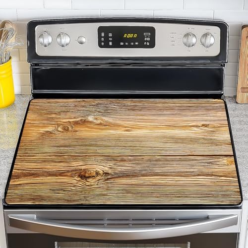 NYZE Wood Grain Color Stove Top Cover for Electric Stove 28x20 Inch Silicone Stovetop Protector, Scratch-Resistant Decorative Kitchen Counter Mat for Electric/Glass Stove Top by GIVEYOUTHEBEST