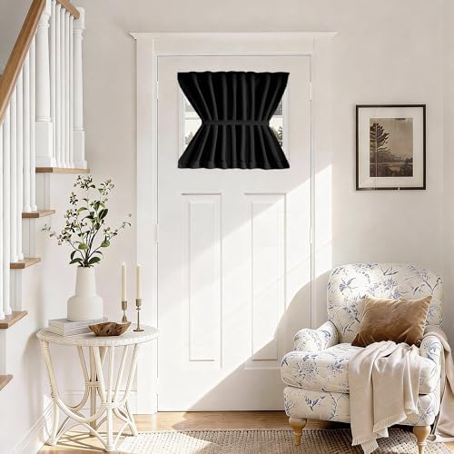 Vatge Front Door Curtains for Glass Window, French Door Curtain for Doors Window Cover, 1 Panel, W25 x L20, Black by Vatge