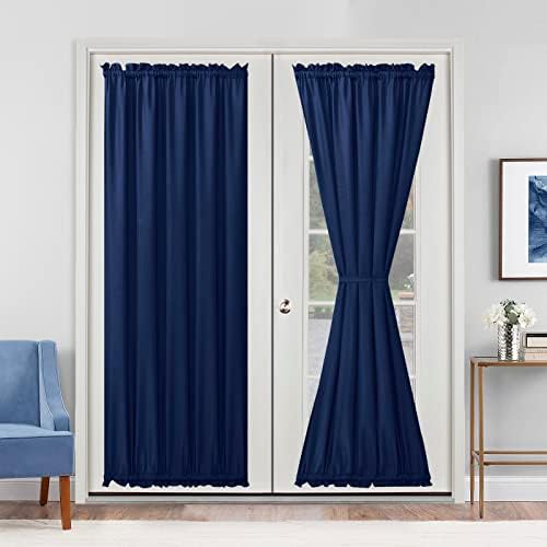 Hiasan French Door Curtains Privacy, Navy Blue, 52W x 72L, 1 Panel by Hiasan