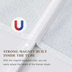 RYB HOME No Drill Blackout Roman Shade, Cordless Magnetic Faux Linen Roman Window Shades for Indoor Windows, French Doors and Bedroom, Washable, White, W36 x H64, 1 Panel - Image 6