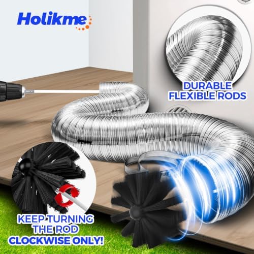 Holikme Dryer Vent Cleaner Kit - 15Ft Flexible Lint Brush for Deep Cleaning - Image 2