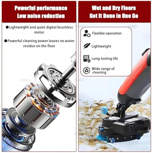 Commercial Walk Behind Floor Scrubber, Portable, 2x250W Brush Power, Dual 4L+7L Tanks, 1200㎡/h Coverage, for Home Office (Grey) - Image 6
