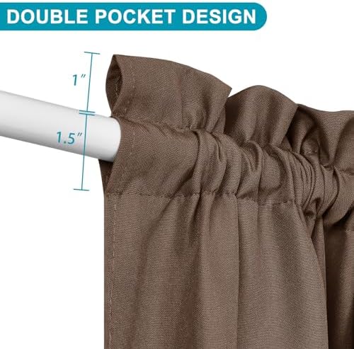 Hiasan French Door Curtains Privacy, Tan, 24W x 40L, 1 Panel - Image 3