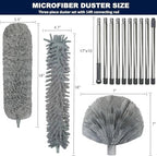 20+ Feet High Reach Duster Kit with 3-14 ft Extension Pole for Cleaning Fan, Spider Web, High Ceiling, Blinds, Furniture, Cars - Cobweb Microfiber Duster // Outdoor & Indoor Extendable Duster - Image 2