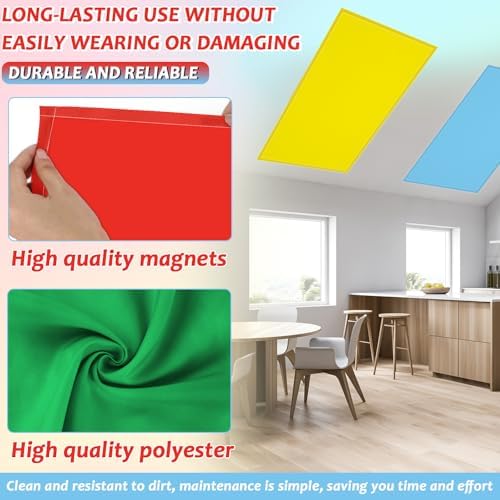 8 Pcs Fluorescent Light Covers with 80 Magnets Decorative for Classroom Ceiling Lights 4 x 2 Feet Magnetic Light Cover Filter Easy Install for Office Hospital Home Ceiling Supplies (Vibrant Color) - Image 3