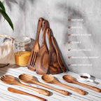 9 pcs Wooden Spatulas and Spoons for Cooking,Wooden Utensil Set - Image 6