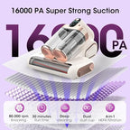 Mattress Vacuum Cleaner Cordless 16Kpa Bed Handheld Vacuum, Vacuum Cleaner with 253.7nm UV-C Light,HEPA Filter & Ultrasonic, Portable Vacuums for Bed Sofa Couch Crib Gifts for women men her white - Image 4