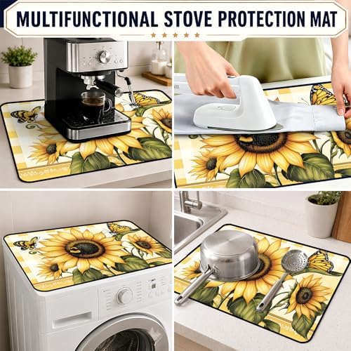 Electric Stove Top Cover - Heat Resistant Floral Stove Cover & Stove Top Protector, Reusable, Easy to Clean, Stylish Home Upgrade. (Sunflower Check, 28"L x 20"W) - Image 6