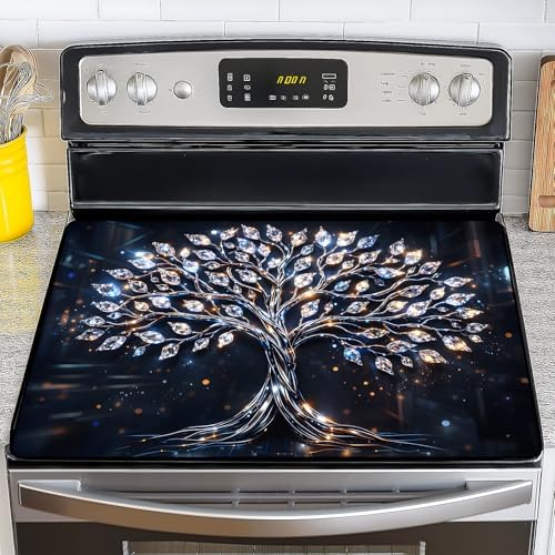 NYZE Stove Top Cover for Electric Stove 28.5x20.5 Inch Silicone Stove Topper & Protector, Decorative Kitchen Mat for Electric/Glass Stove Top (Crystal Tree of Life, 28.5"Lx20.5"W) by GIVEYOUTHEBEST