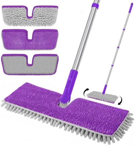 2-Sided Microfiber Flat Mop for Hardwood Floors & Walls Cleaning by ENSPOWAY