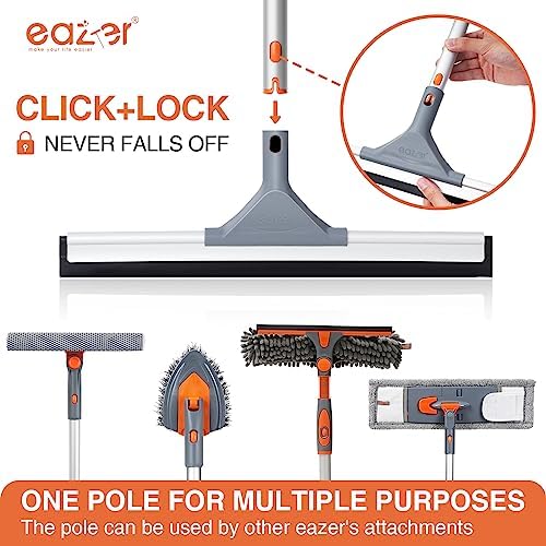 Eazer Floor Squeegee for Floor: Heavy Duty Scrubber with Extendable 60'' Aluminum Pole and Rubber Blade for Kitchen, Swimming Pool, Concrete Floors,Shower,Tiles,Garages,Windows,Glass,Pet Hair Removal - Image 6
