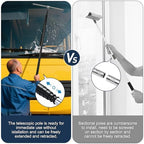 12-51’’ Telescopic Window Squeegee for High Windows, 2-in-1 Window Cleaning Kit with Extra Silicone Blade & Hook, Professional Squeegee for Shower Glass Doors (Window Squeegee for Home) - Image 2