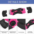 DEKEones Razor Blade Scraper, Double Edged Razorblade Scraping Tool with 10 Pcs Razor Blades, Paint Scraper for Glass, Decals, Tint, Stickers, Labels, Caulk, Adhesive(Pink) - Image 4