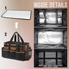SCAVATA Wearable Cleaning Caddy, Cleaning Caddy Supplies Organizer with Handle & Shoulder Straps for Housekeepers, Under Sink & Car Cleaning Tool Organizers Bag with 4 Foldable Divider (Brown) - Image 4