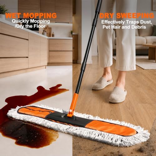 24" & 36" Commercial Dust Mop for Floor Cleaning, 2-in-1 Floor Duster - Image 6
