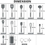 E-far Kitchen Utensils Set, 14-Piece Gray Silicone Cooking Utensils Set - Image 2