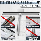 Stainless Steel Shower Squeegee, Glass, Silicone, 14 Inch (Silver) - Image 3