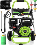 Professional 4200PSI 4GPM 212CC Gas Pressure Washer, 7.0HP Heavy-Duty 3600RPM Commercial/Household Gas Power Washer with 1L Foam Bottle 9" Wheels 5 Nozzles 25FT Hose (EPA/CARB/ETL Compliant), Green by IvyBess