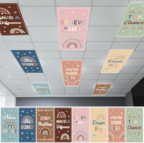 8pcs Classroom Fluorescent Magnetic Light Covers,2x4 FT Boho by Hallswl