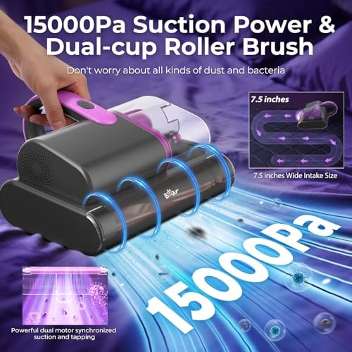 Bear Mattress Vacuum Cleaner, Bed Vacuum Cleaner with 253.7nm UV-C Light, 140°F Heat, HEPA Filter, 15Kpa Strong Suction Versatile Handheld Vacuums for Bed, Sofa, Couch, Dust & Pet Hair(Corded) - Image 2
