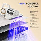 FEPPO Mattress Vacuum Cleaner, 16Kpa Bed Vacuum with 253.7nm UV-C Light - Image 2