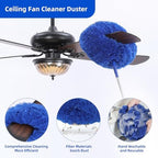 Microfiber Duster for High Ceiling Fan Blades, Cobweb with Extension Pole Adjusts 15-82 Inch, Reusable Cleaning Duster Kit with 3 Duster Heads for Wall Blinds Door Furniture Bookshelves (Blue) - Image 3