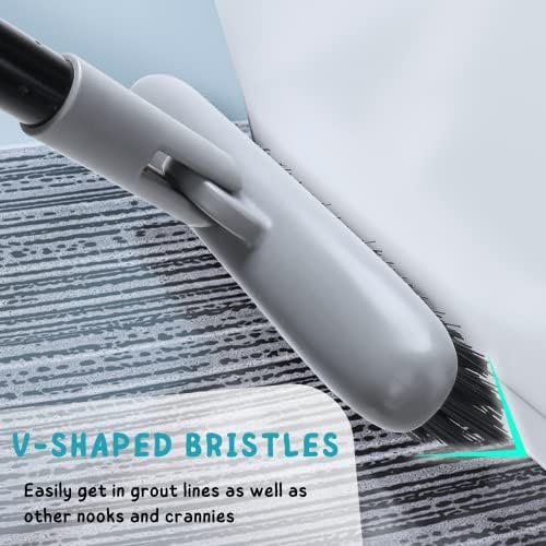 Grout Brush with Long Handle, 49'' Tile Cleaner Tool for Shower, Floors Scrubber for Bathroom Cleaning - Image 6