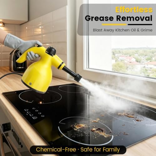 Handheld Steam Cleaner, Pressurized Steamer Fast Heating for All Surfaces, Multi-Purpose Deep Steamer for Grease & Grime, 7 Accessories for Cleaning Floor, Upholstery, Grout and Car - Image 4
