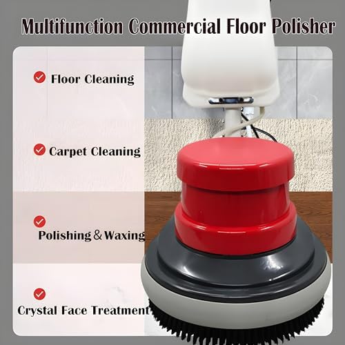 Floor Polisher Commercial Floor Scrubber Buffer Carpet Buffer Scrubber 17" Heavy Duty Polisher Machine 154RPM Multifunctional Carpet Cleaner with 3Gal Water Tank 110V - Image 3