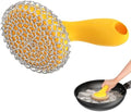 SUBEKYU Cast Iron Scrubber with Silicone Handle, Stainless Steel Skillet Cleaner for Cast Iron Pans (Yellow) by SUBEKYU