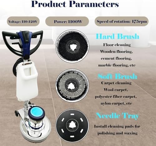 Commercial Floor Polisher, Industrial Floor Scrubber Machine, 18" Multi-functional Floor Buffer 110V - Image 2