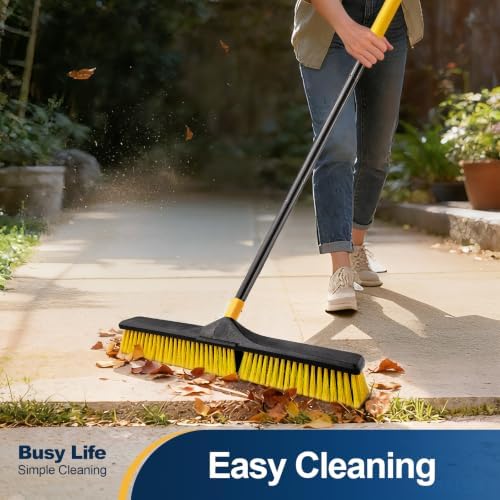 Yocada 24 inch Push Broom Brush 65.3 inch Long Stiff Bristles Heavy-Duty - Image 5