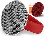 Cast Iron Cleaner Scrubber+Tray Heavy Duty Handle, 3mm Welded Chain Mail by Betterqualitybetterlife