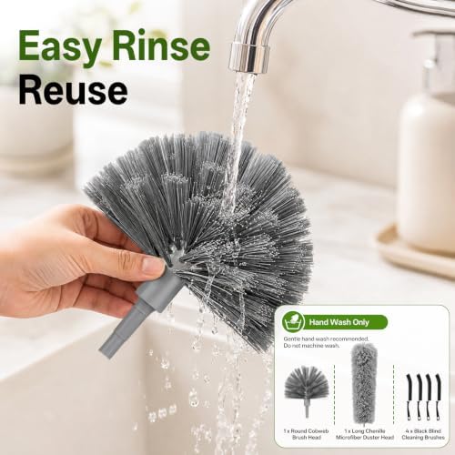 7-Piece Duster with Extension Pole, Cobweb Duster for High Ceiling - Image 5