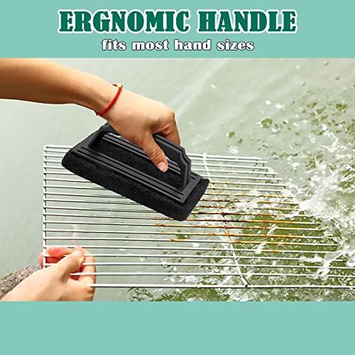 Griddle Cleaning Kit 4Pcs, HaSteeL Griddle Scouring Pad Cleaner with Handle, Heavy Duty Flat Top Grill Cleaning Brush for Hot & Cold Surface Commercial Household Uses - Image 6