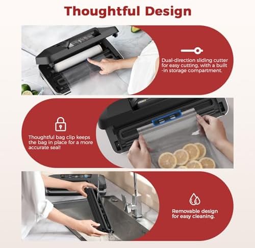 Vacuum Sealer Machine, 230W 95KPa Food Sealer Built-in Cutter & Bag Storage - Image 6
