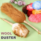uxcell Wool Duster, 24.4" Natural Feather Cleaner Household Cleaning Duster with Solid Wooden Handle for Cleaning Fans Window Blinds Shelves Furniture, White Blue - Image 4