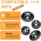 Black Stove Drip Pans Set of 4 Fit for Kenmore, Frigidaire Stove, Porcelain Drip Pans Replace 5304430149, 5304430150, 318067041, 318067051 - Include 2 6-In and 2 8-In Burner Drip Pan by Fetechmate - Image 4