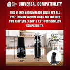 Vacuum Floor Brush Attachment, 12 Inch Brush for 1.25” Vacuum Accessories with Two Adapters for 1 3/8” & 1.5" Compatibility with Shop Vac, Shark, Miele, Bissell, Nutone, & Central Vacs - Image 5