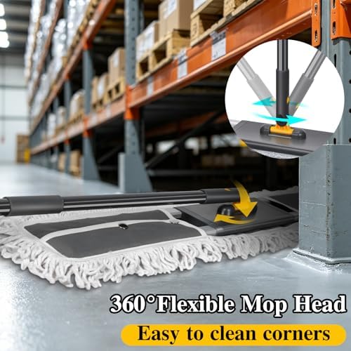 36” Commercial Dust Mop with 62” Adjustable Handle & 2 Reusable Pads - Image 3