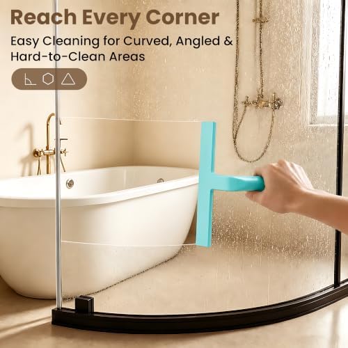 10 Inch Silicone Shower Squeegee for Glass Doors, Streak-Free, Mint Green - Image 6